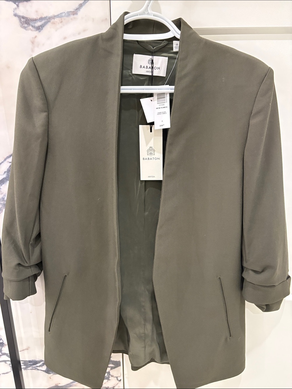 Babaton Olive Open-Front Shirt Jacket
